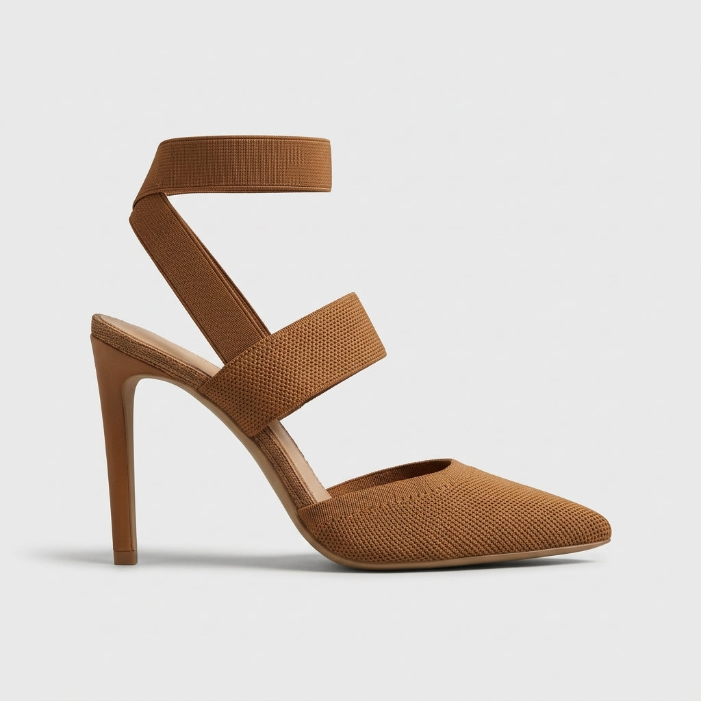 Women's Heels Pointed Toe Stiletto Elastic Straps Slingback