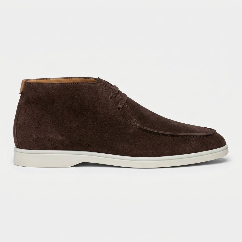 Men's Chukka Boots Suede - Lace-Up - Moc Toe - Rubber Sole