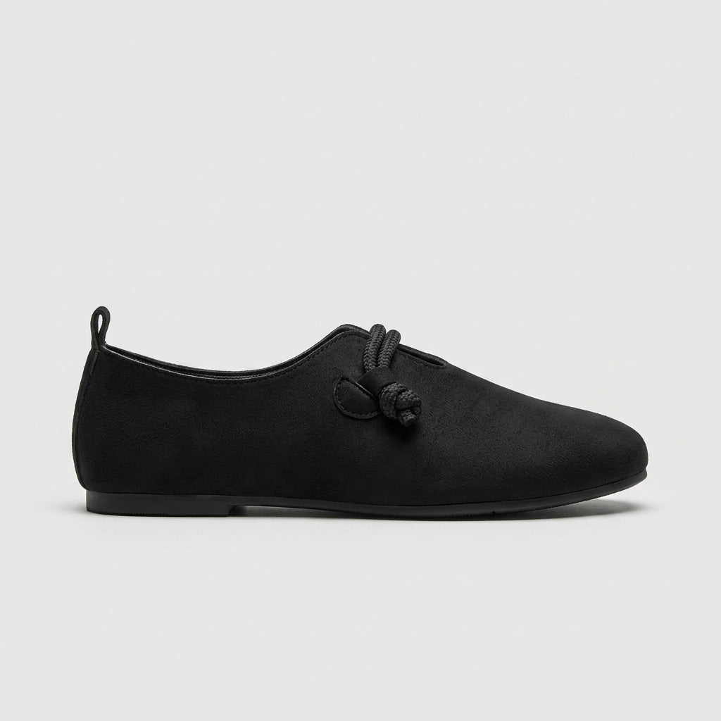 Women's Flats - Round Toe - Rope Tie Closure - Low Heel