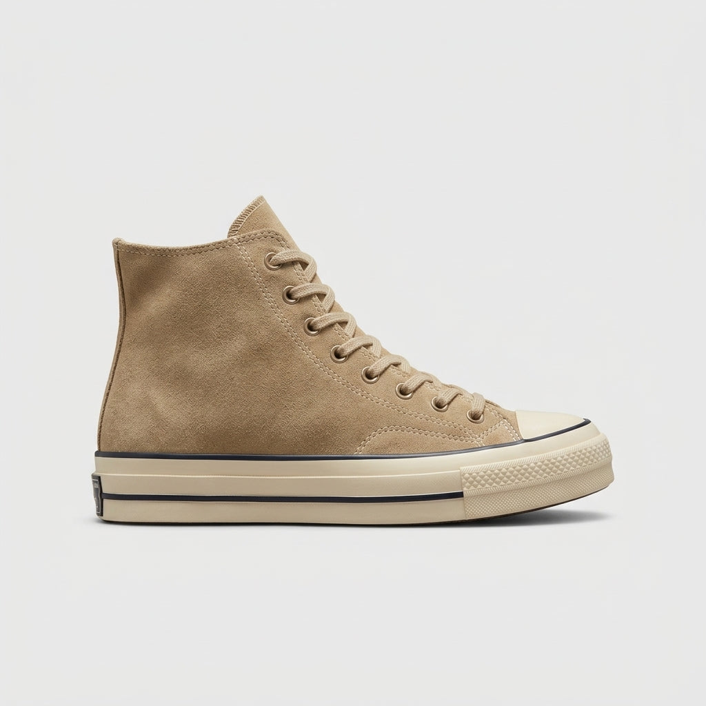 Women's High-Top Platform Sneakers - Canvas Lace-Up Rubber Sole