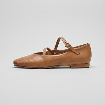 Women's Flats - Mary Jane Cross-Strap Pointed Toe Buckle Closure