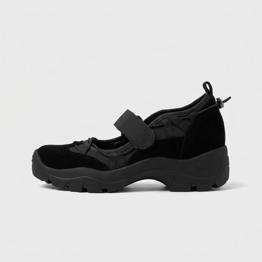 Women's Mary Jane Sneakers with Hook-and-Loop Strap and Chunky Sole