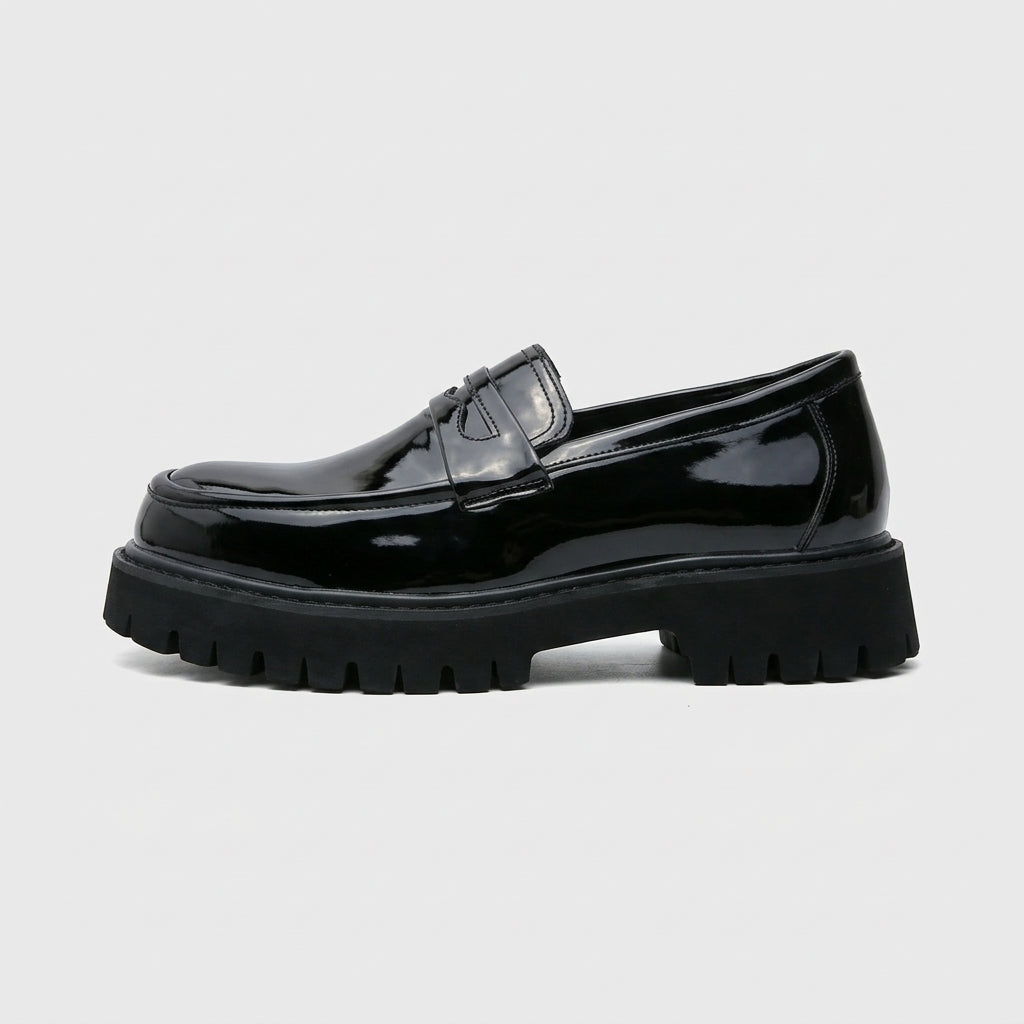 Men's Loafers Platform Black Height-Increasing Slip-On Dress Shoes