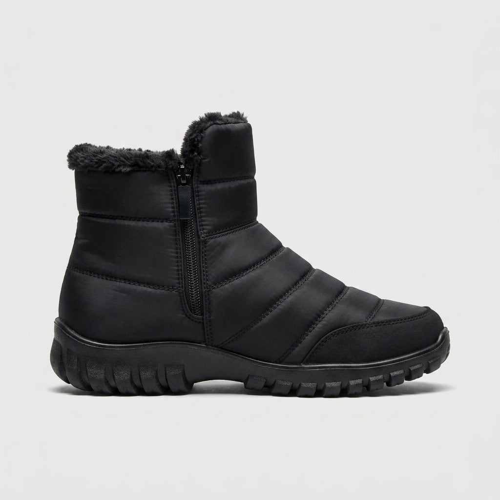 Men's Ankle Boots Quilted Faux-Fur Lined Side Zip