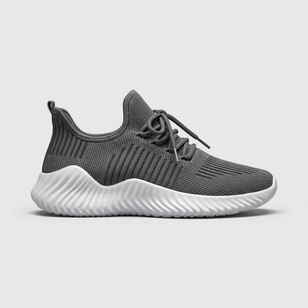 Men’s Knit Mesh Sneakers with Lace-Up Front, Sock Collar and Ridged Sole