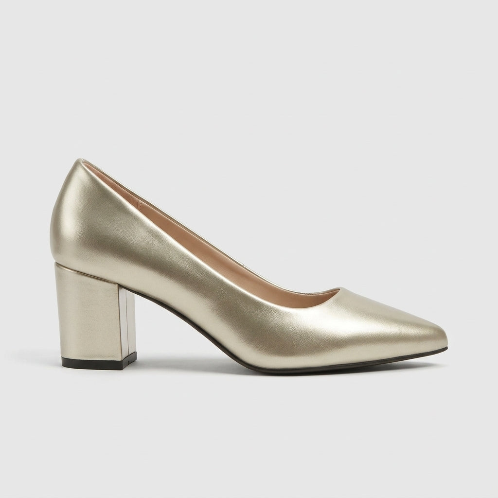 Women's Block Heels Pointed Toe Slip-On Pumps