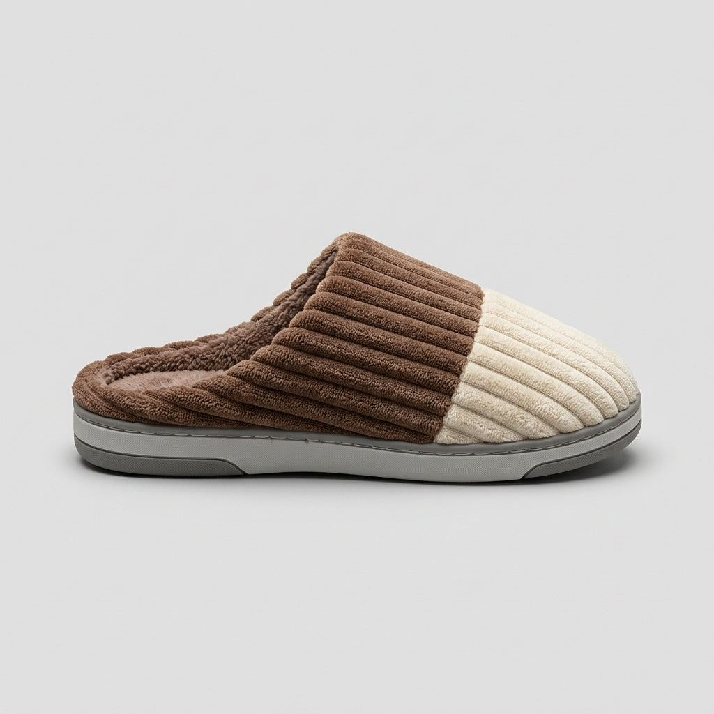 Women's Slippers Closed-Toe Ribbed Corduroy Two-Tone Backless