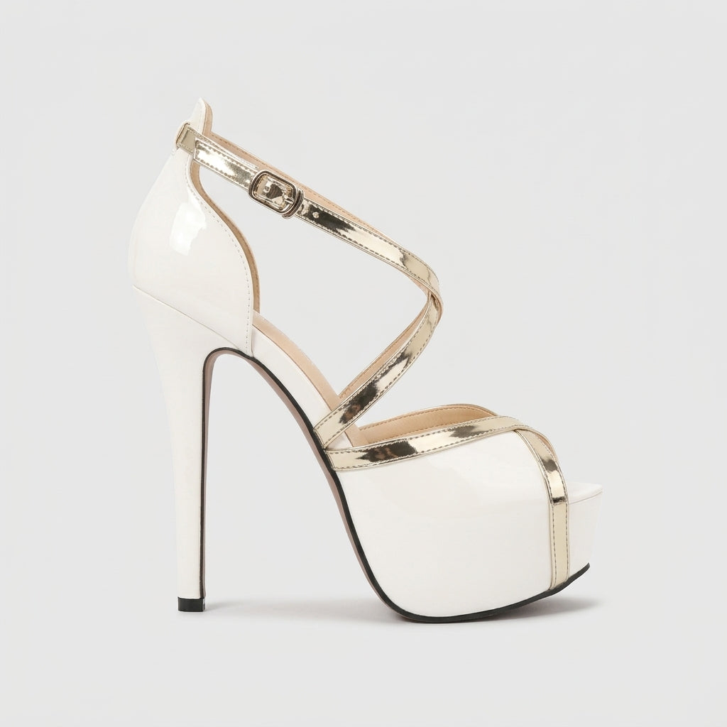 Women's Platform Heels - Open Toe - Strappy - Stiletto - Ankle Strap