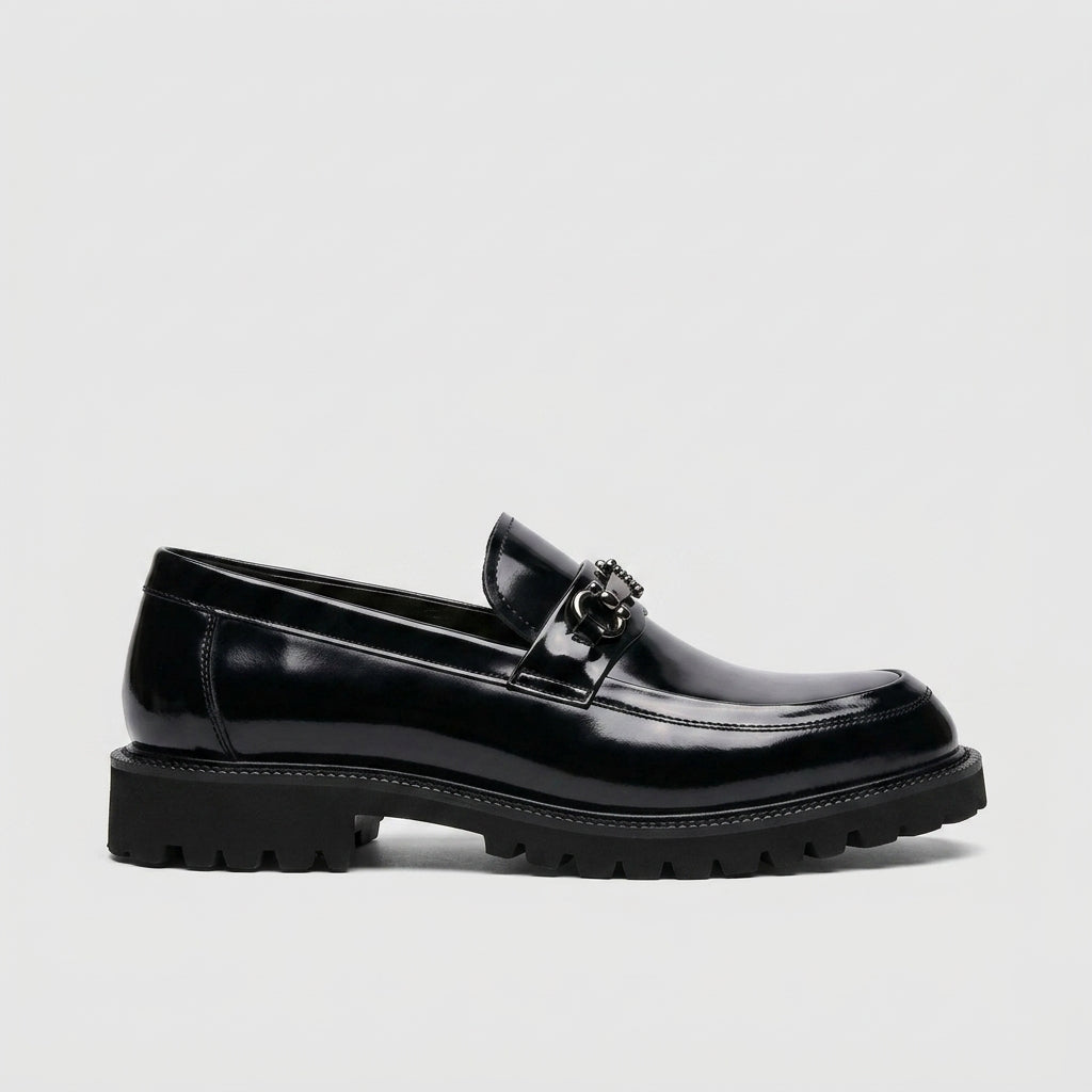 Men's Penny Loafers Glossy Leather - Lug Sole