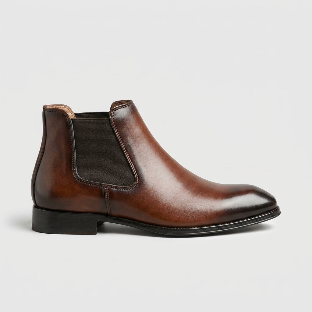 Men's Chelsea Boots with Elastic Side Gusset and Pointed Toe