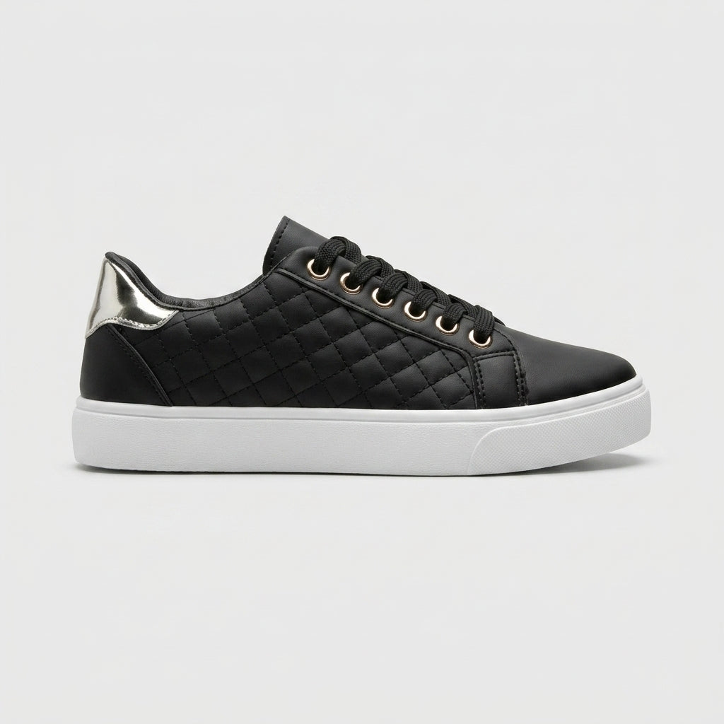 Women's Sneakers Platform Quilted Low-Top Lace-Up Round Toe