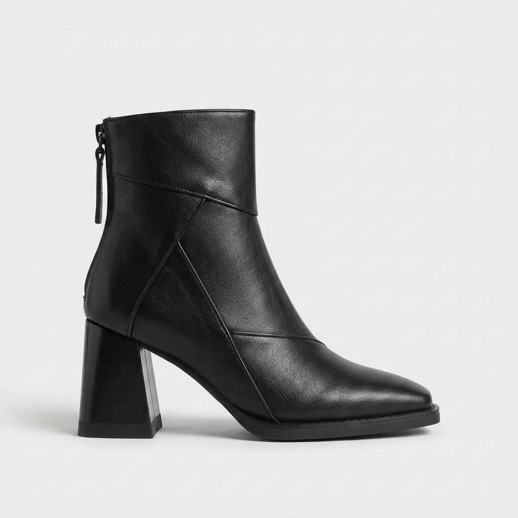 Women's Ankle Boots Block Heel - Pointed Toe - Side Zip