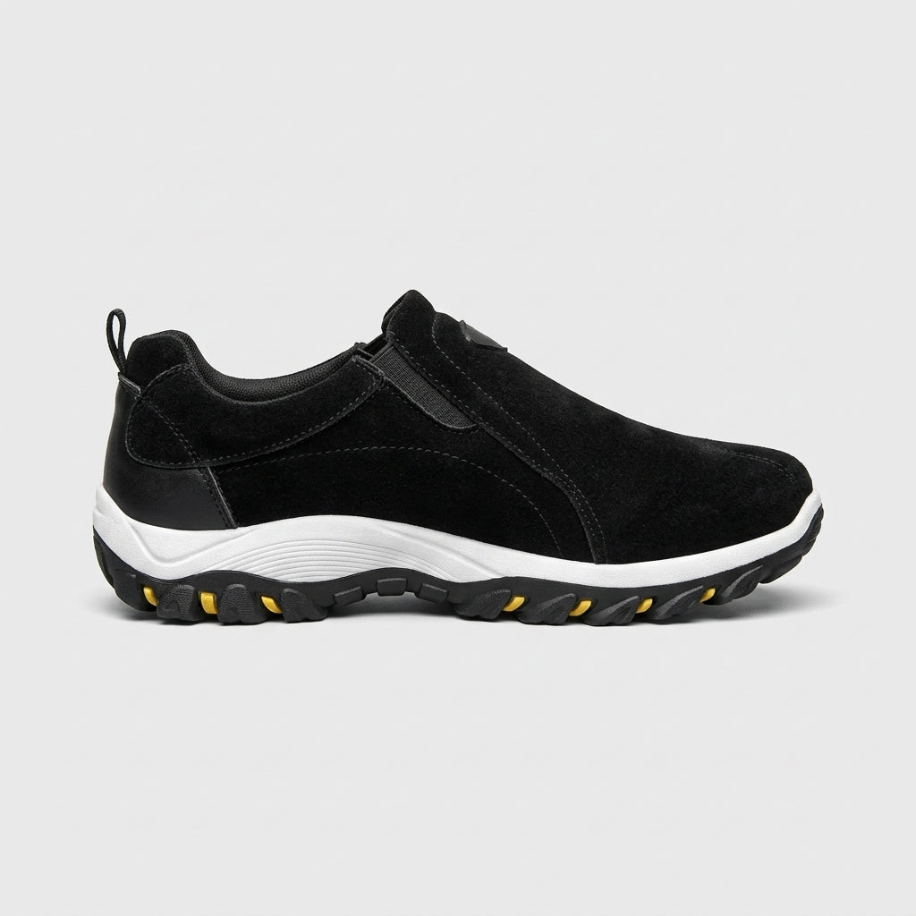 Men’s Suede Slip-On Outdoor Sneakers with Round Toe, Rugged Lug Sole