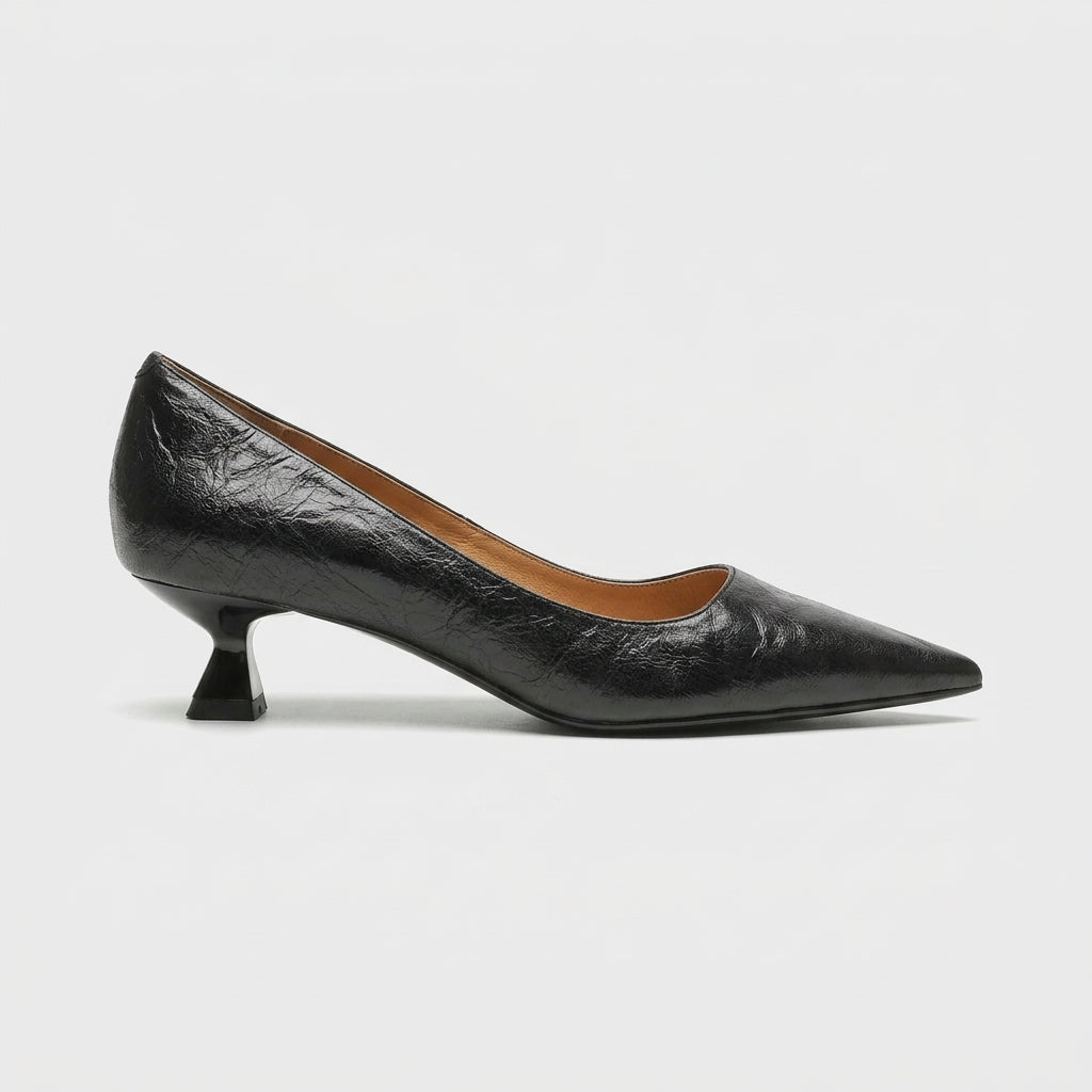 Women's Kitten Heels - Pointed Toe - Slip-On - Flared Heel