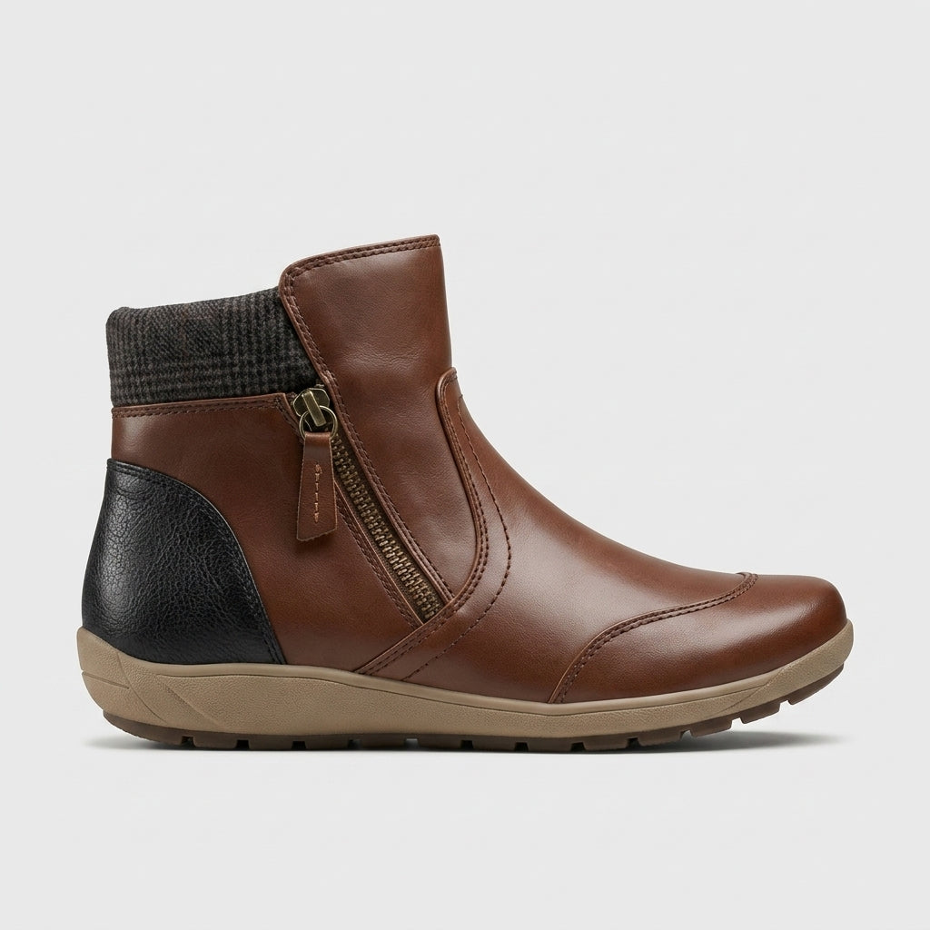 Women's Ankle Boots Side-Zip Knit-Collar Flat Sole Round-Toe