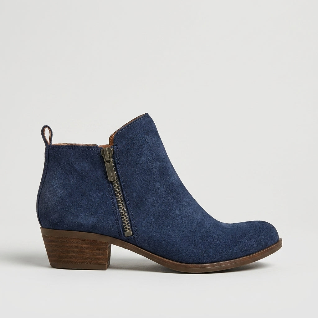 Women's Ankle Boots Pointed Toe Side-Zip Block Heel
