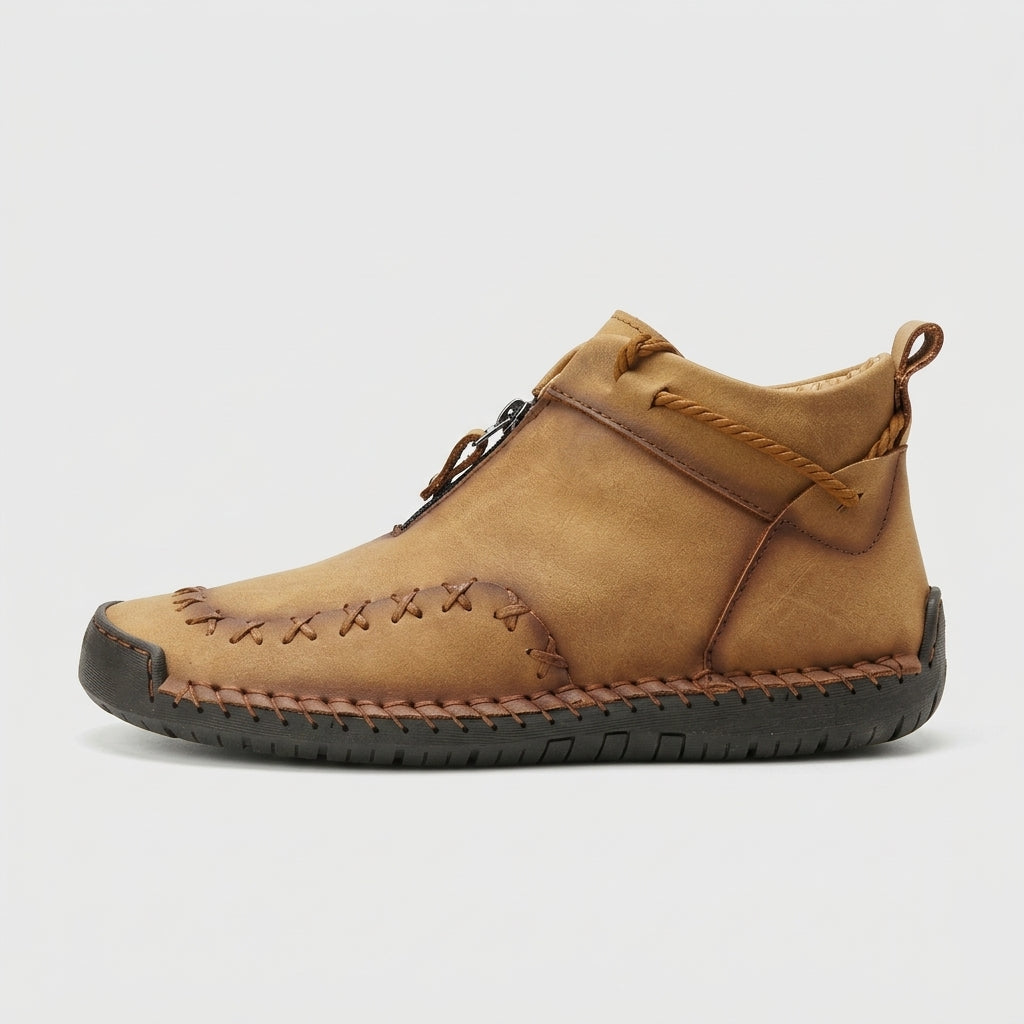 Men's Ankle Boots Stitched Panel Lace-Up Casual Outdoor
