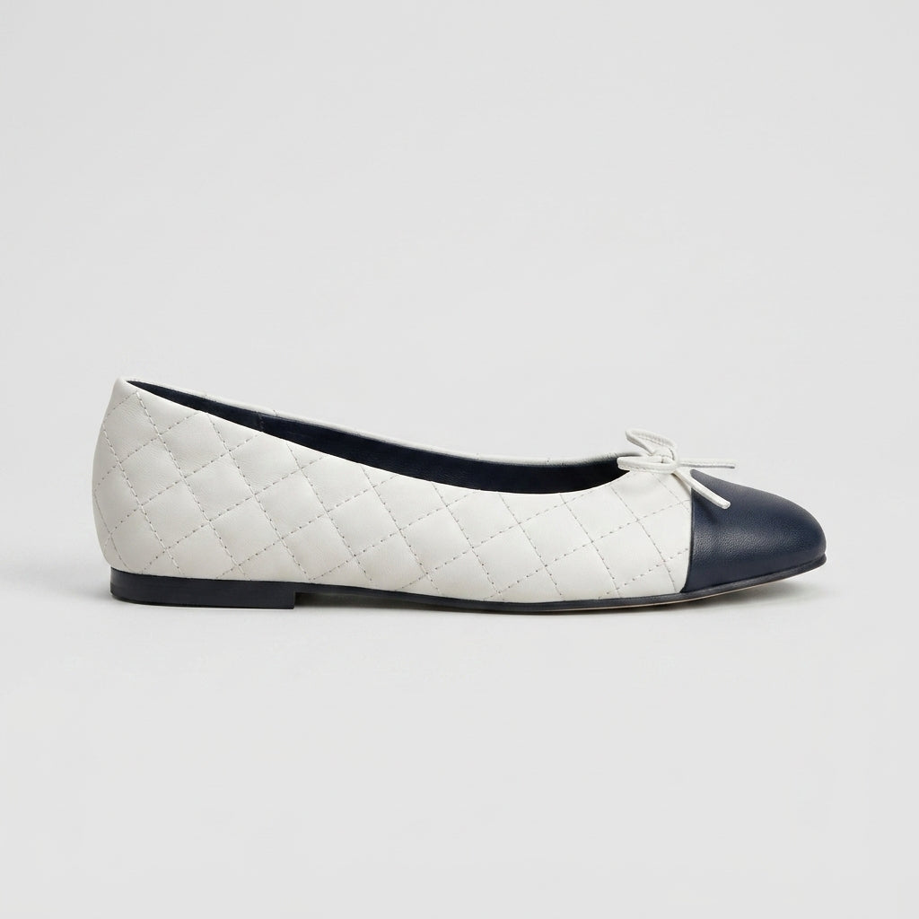 Women's Ballet Flats Quilted Cap Toe Bow Detail Slip-On