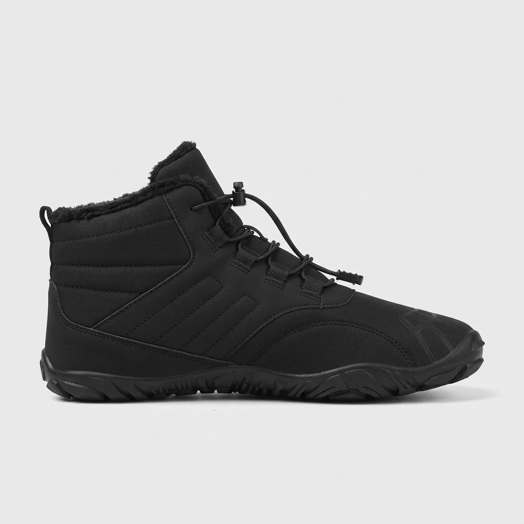 Men's Ankle Boots with Lace-Up Closure and Fur-Lined Collar