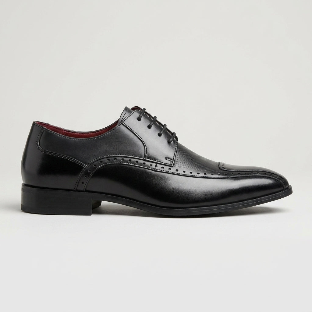 Men's Oxford Shoes Color-Blocked Brogue Detail Pointed Toe Lace-Up