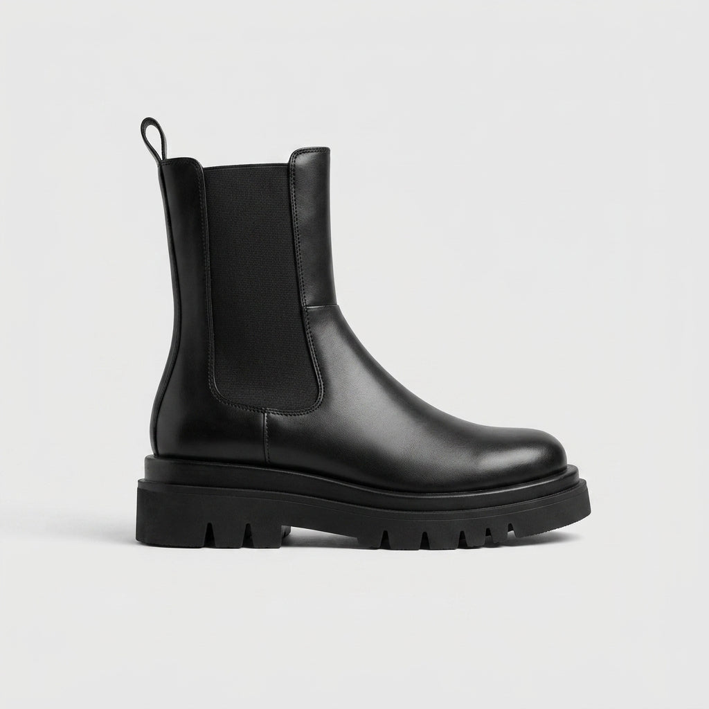 Women's Chelsea Boots - Platform Boots - Lug Sole - Elastic Gusset