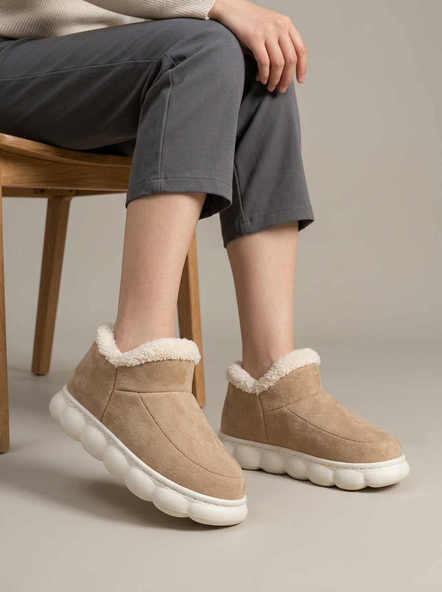 Women's Slippers Fleece-Lined Platform Sole with Sherpa Collar