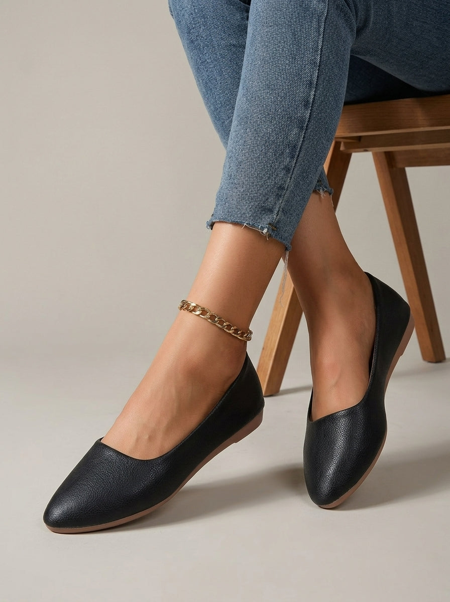 Women's Ballet Flats Pointed Toe Slip-On Synthetic Leather