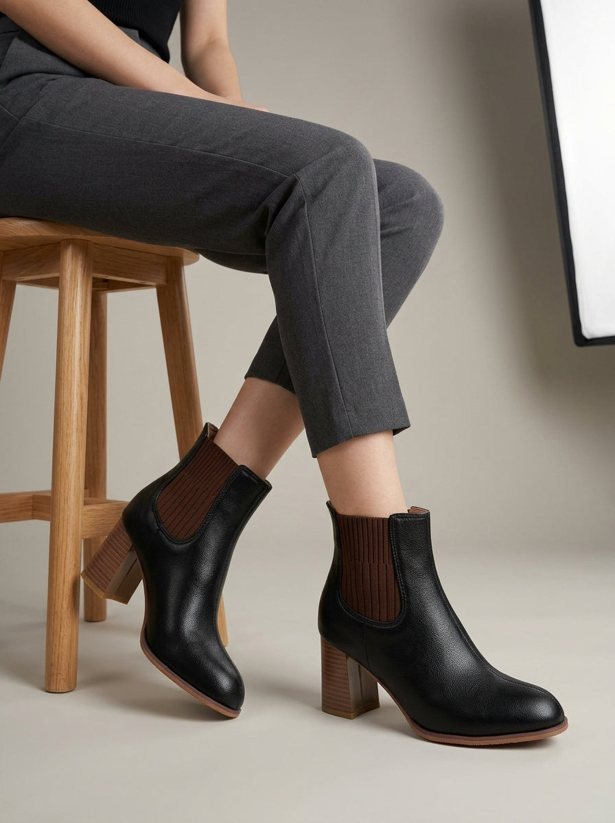 Women's Chelsea Ankle Boots with Ribbed Elastic Gusset