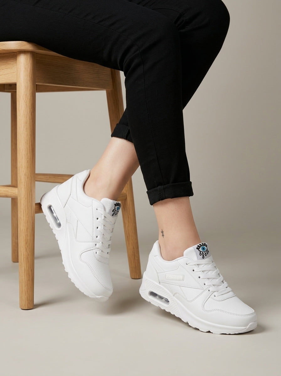 Women's Sneakers Air Cushion Lace-Up Low-Top Perforated Panels
