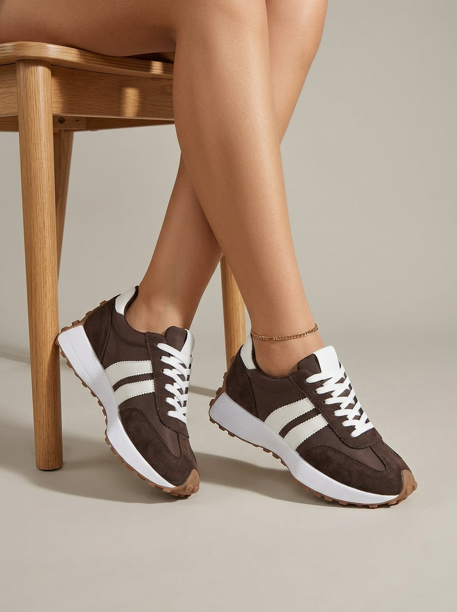 Women's Sneakers Lace-Up Platform Sole Contrast Stripe