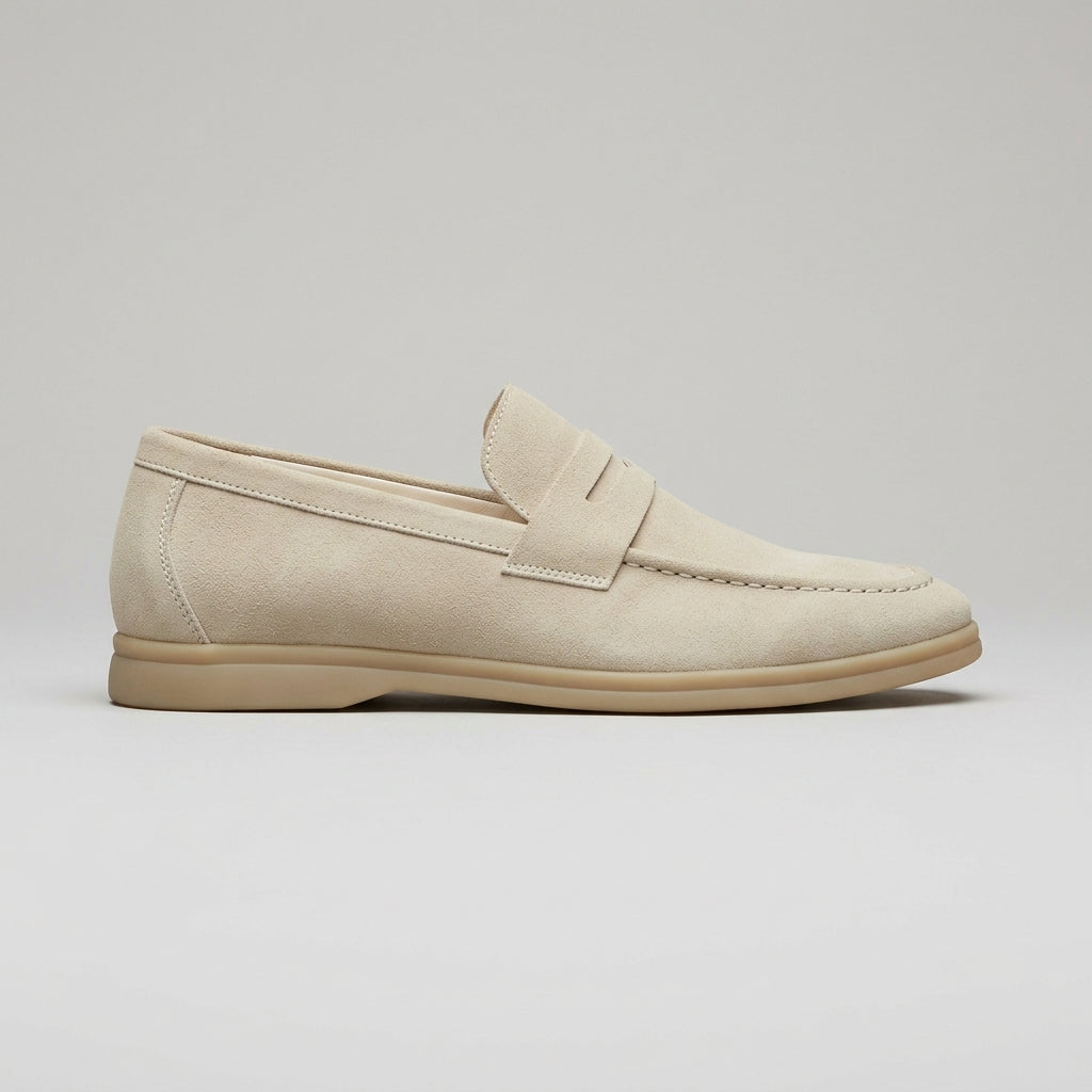 Men's Penny Loafers Suede Moc-Toe Slip-On Flat Sole