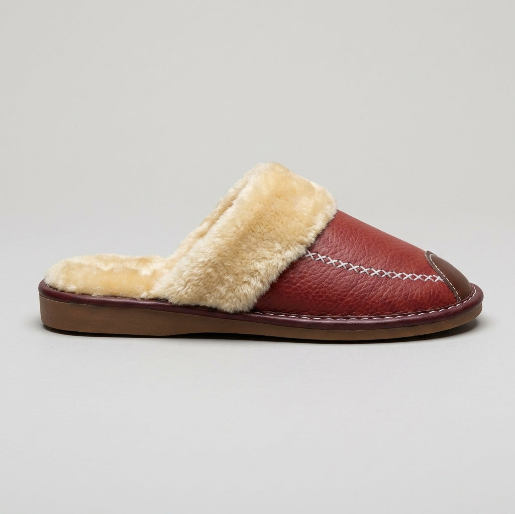 Women's Slippers Closed-Toe Faux-Fur Lined Open-Back Flat Sole