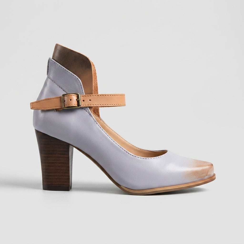 Women's Heels Mary Jane Ankle Strap Block Heel Two-Tone
