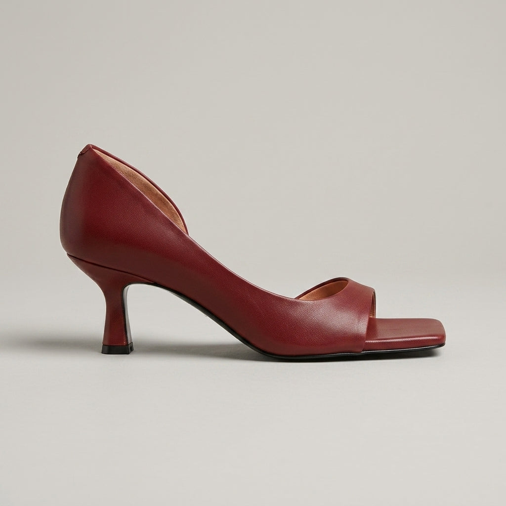Women's Square Toe Sandals with Kitten Heel