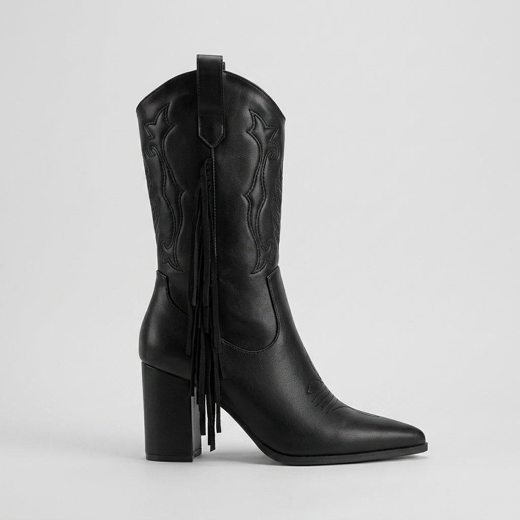 Women's Boots Fringe Western Mid-Calf Block Heel