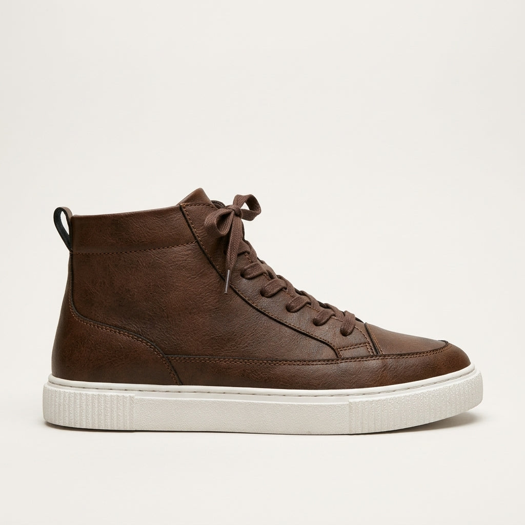 Men's High-Top Sneakers - Lace-Up - Platform Sole - Ankle Height