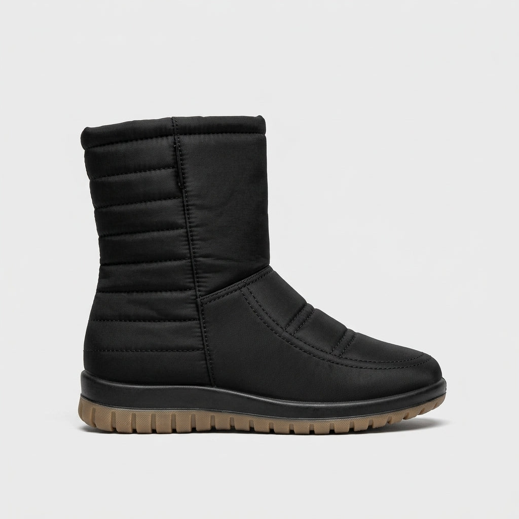 Women's Ankle Boots Quilted Side-Zip Fur-Lined Flat Sole