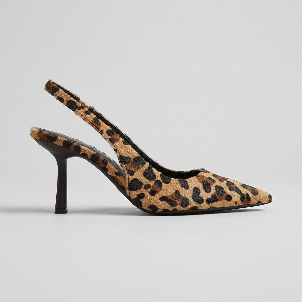 Women's Slingback Heels - Pointed Toe - Stiletto Heel - Suede