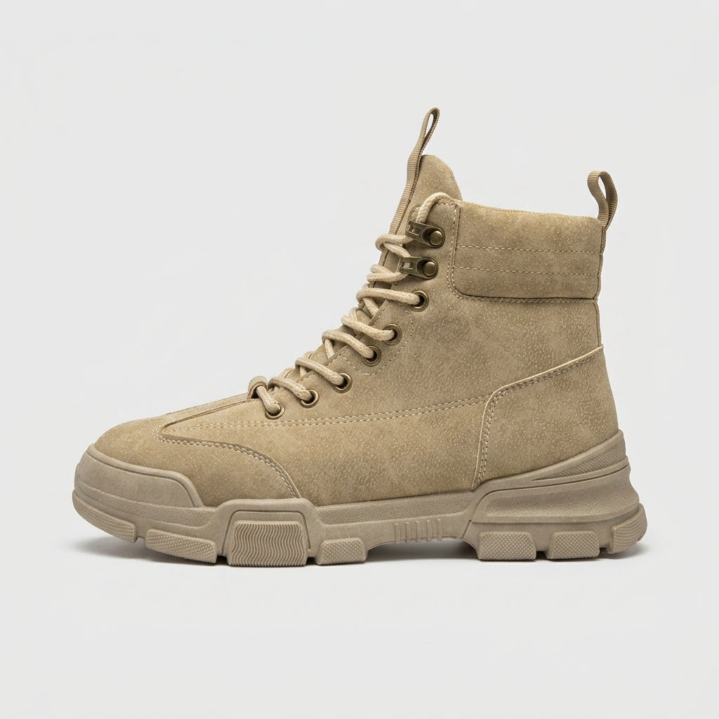 Men's Boots Lace-Up Ankle Platform Round Toe