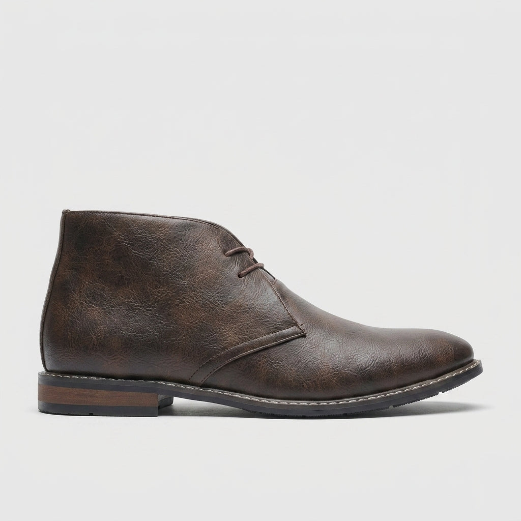 Men's Chukka Boots - Ankle-High - Lace-Up - Low Block Heel