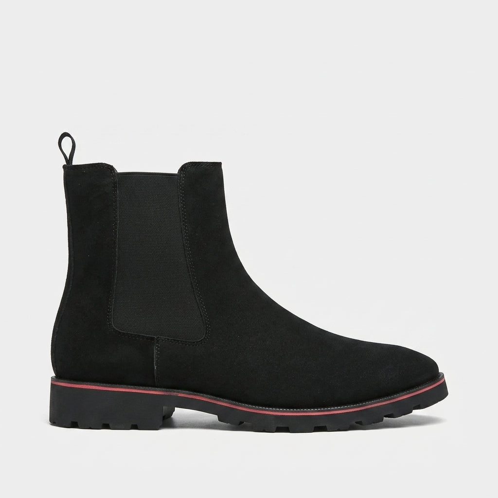 Men's Suede Chelsea Boots with Elastic Side Panel and Pull Tab