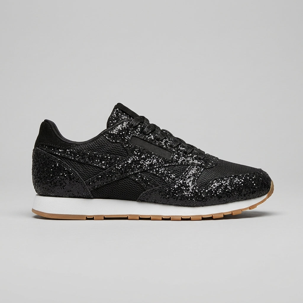 Women’s Sparkly Glitter Lace Up Sneakers Mesh Panel