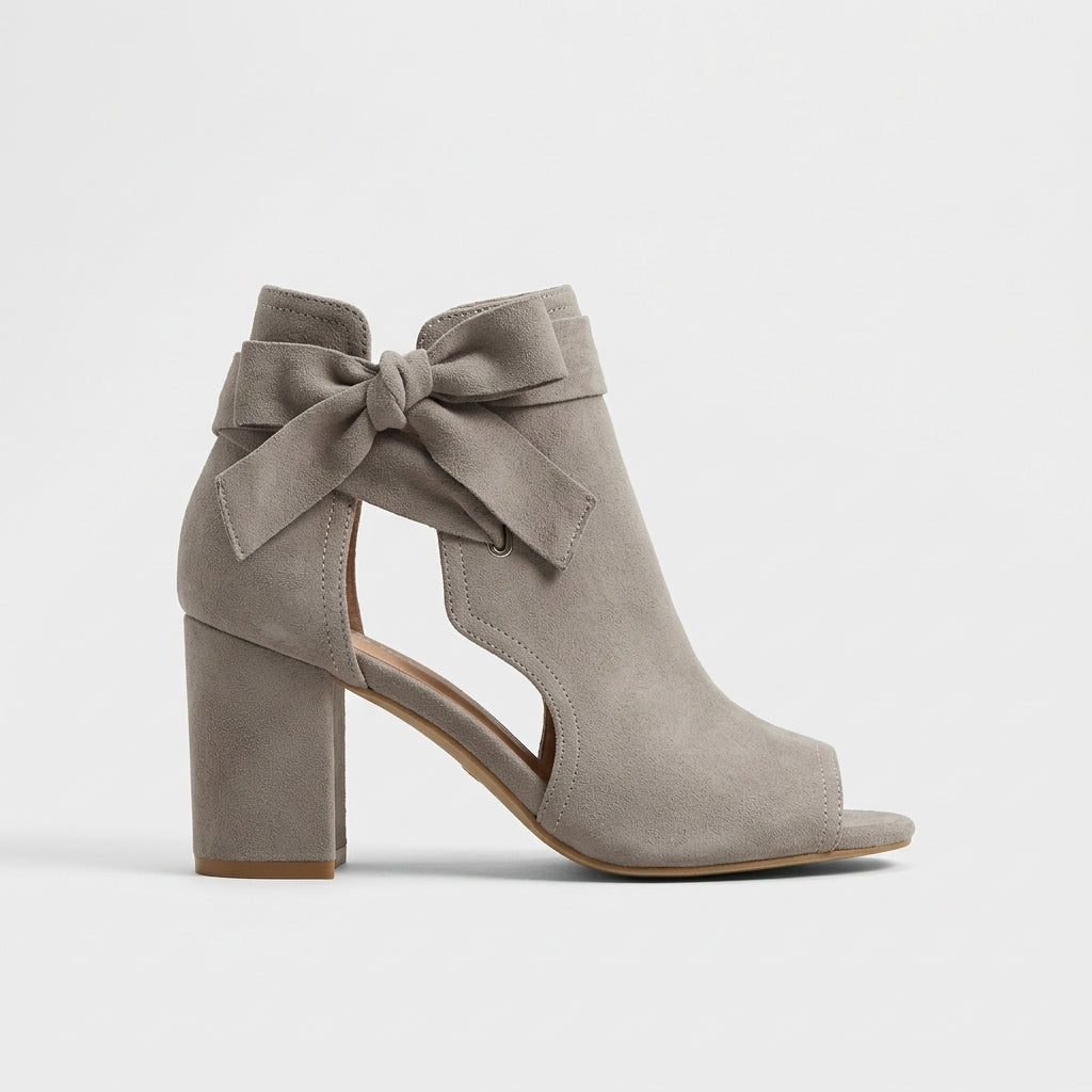 Women's Peep-Toe Ankle Heels Block Heel Bow Detail Cutout