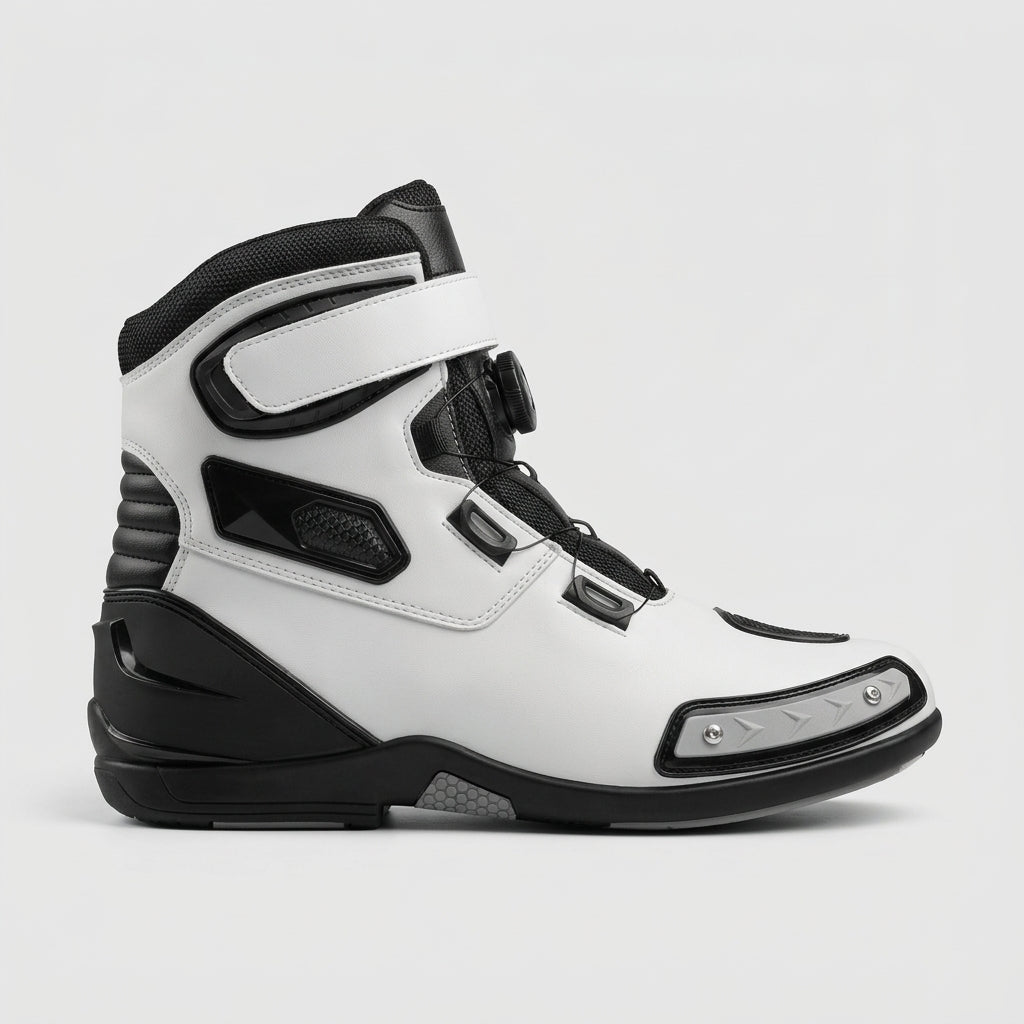 Men's Ankle Boots with Buckle Strap Closure and Dial Lacing System