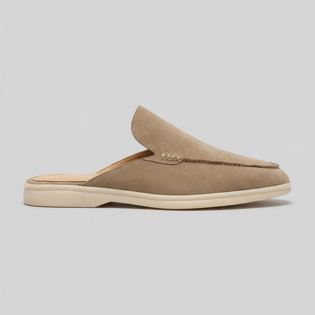 Men's Loafers Backless Mule Slip-On Suede Flat Heel