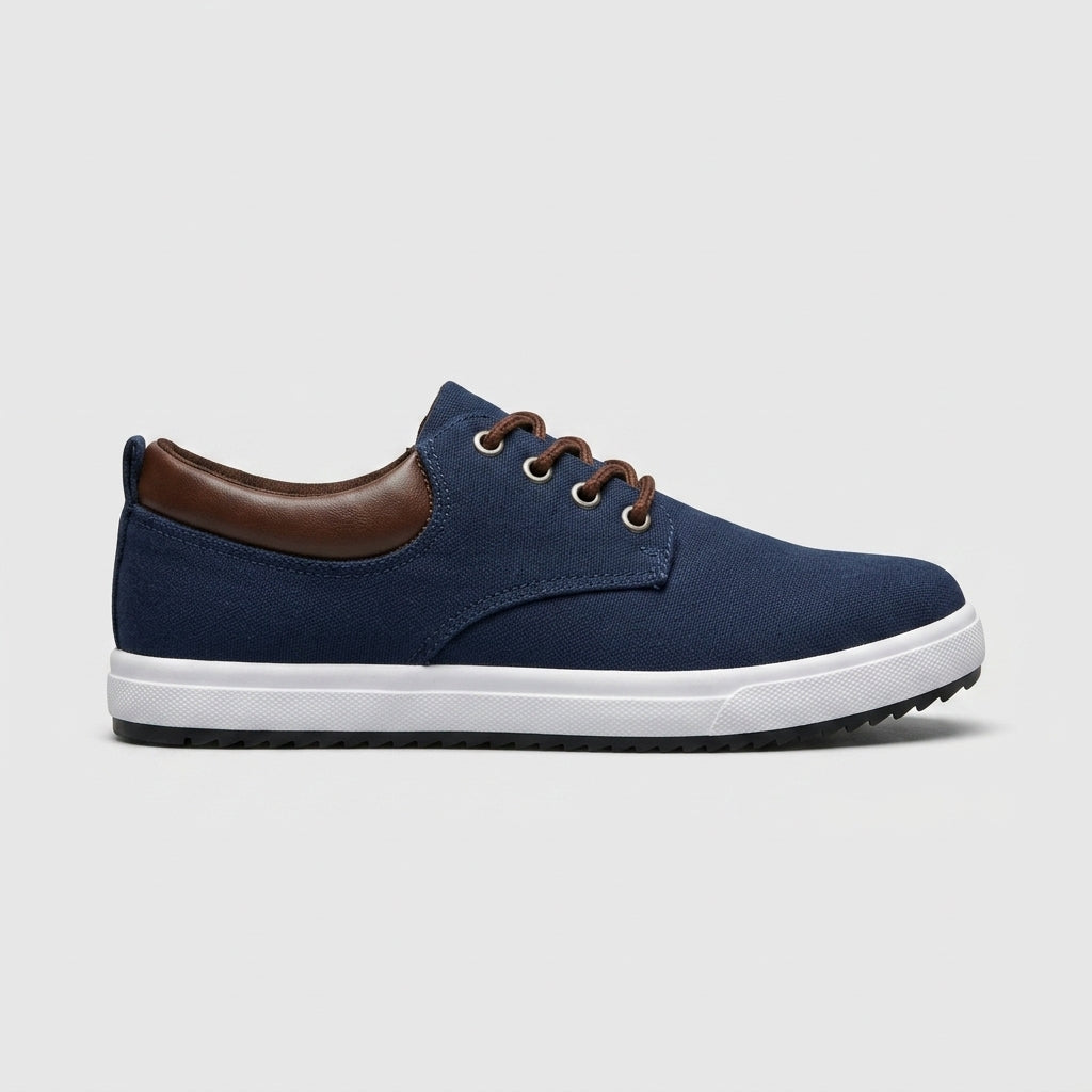 Men's Sneakers Canvas Lace-Up Low-Top Round Toe Rubber Sole