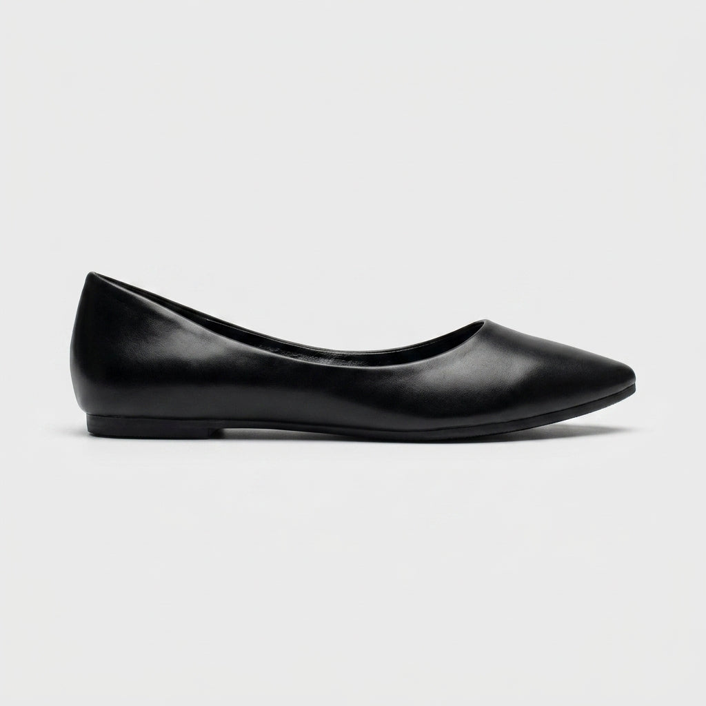 Women's Pointed Toe Ballet Flats with Slip-On Closure and Flat Sole