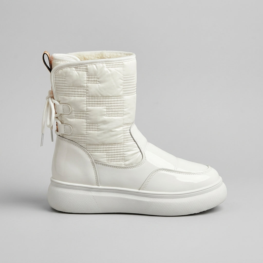 Women's Quilted Ankle Boots with Lace-Up Closure and Platform Sole