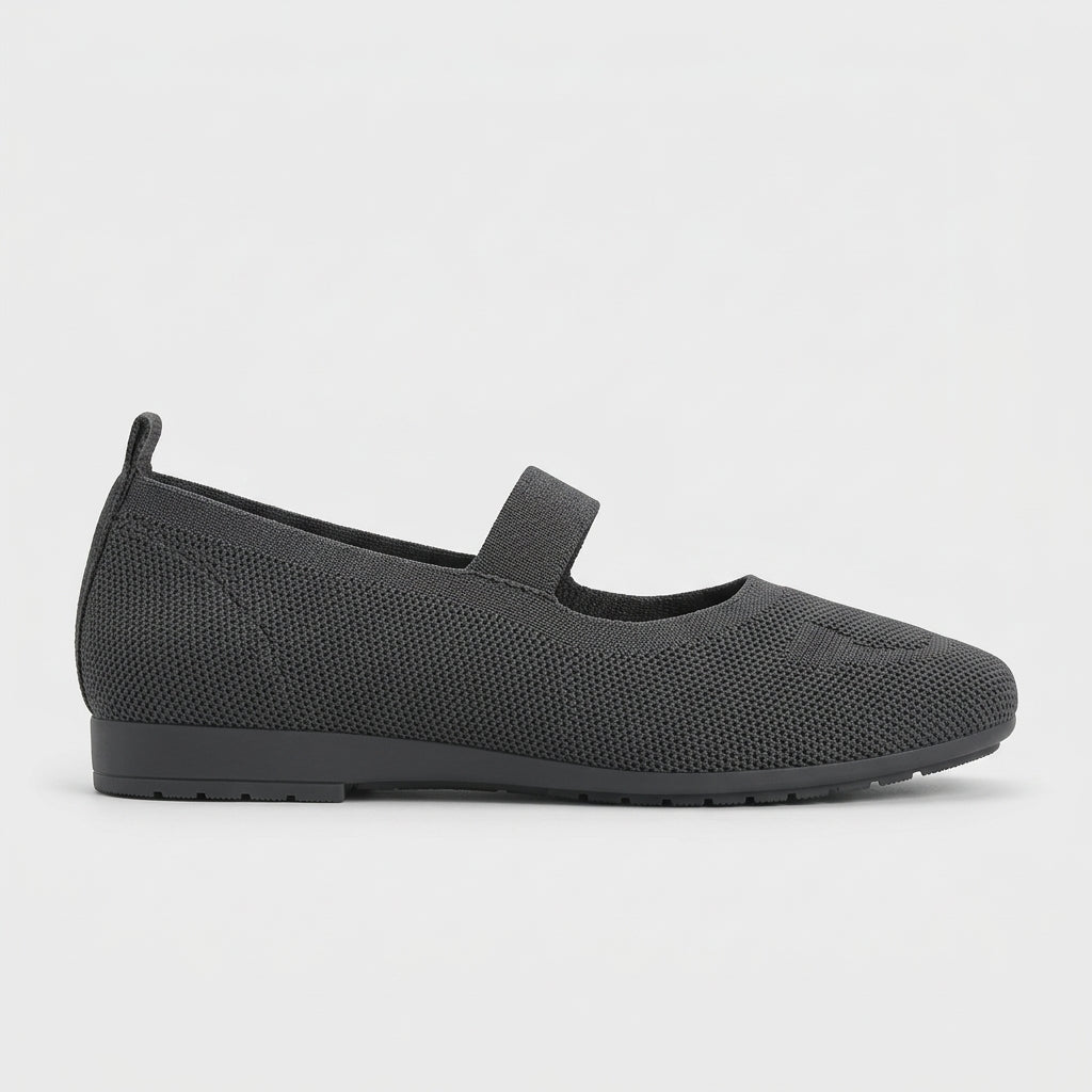 Women's Flats Square Toe Knit Upper Elastic Mary Jane Strap