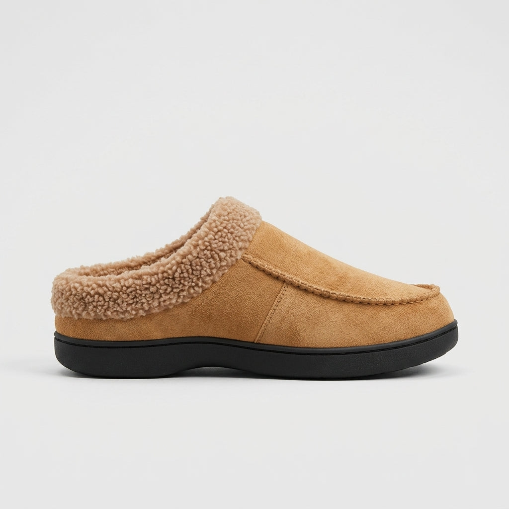Men's Slippers Moccasin-Style Slip-On Fleece-Lined Suede Upper